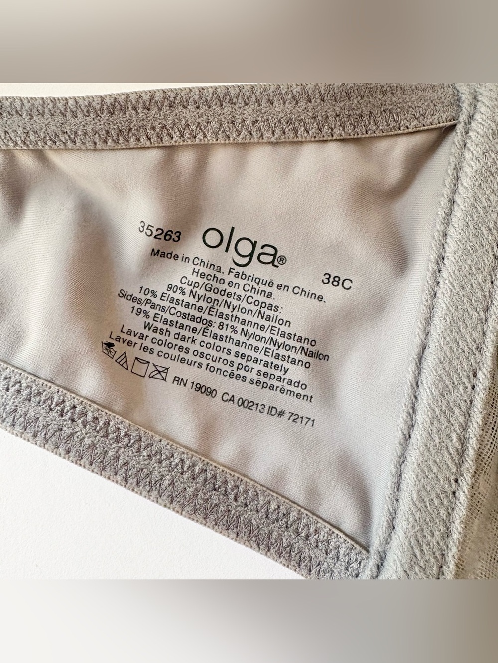 Olga Gray Lace Cami Bra - Picture 6 of 7